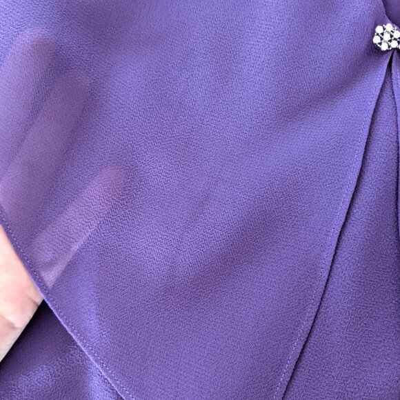 Patra Chiffon Tiered Dress Purple Violet Evening Wedding Party Rhinestones - Picture 7 of 12